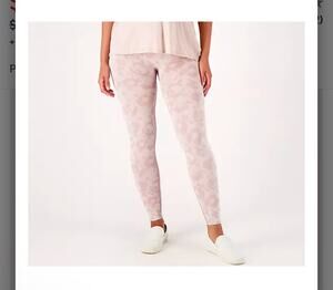 New AnyBody Women's Pink Floral Jacquard Knit Leggings Size Large Girl Core